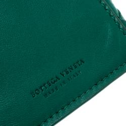 Pre Owned Bottega Veneta Green Intrecciato Leather Wallet