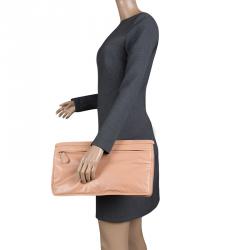 Pre Owned حقيبة كلتش بوتيغا فينيتا ستاستينتا جلد لامع وردية فاتحة