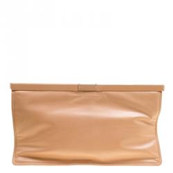 Pre Owned حقيبة كلتش بوتيغا فينيتا ستاستينتا جلد لامع وردية فاتحة