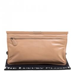 Pre Owned حقيبة كلتش بوتيغا فينيتا ستاستينتا جلد لامع وردية فاتحة