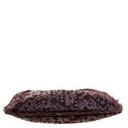Pre Owned Bottega Veneta Burgundy Leather Intrecciato Velvet Speckled Hobo 