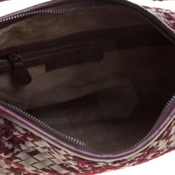 Pre Owned Bottega Veneta Burgundy Leather Intrecciato Velvet Speckled Hobo 