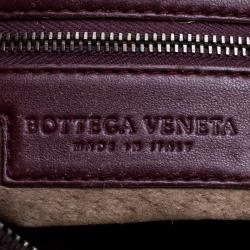 Pre Owned Bottega Veneta Burgundy Leather Intrecciato Velvet Speckled Hobo 