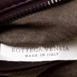 Pre Owned Bottega Veneta Burgundy Leather Intrecciato Velvet Speckled Hobo 