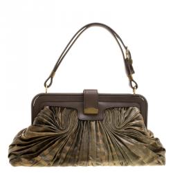 مملوكة مسبقًا Bottega Veneta Green/Brown Lizard Limited Edition 033/200 Frame Satchel