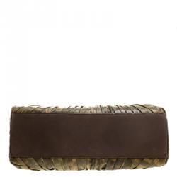 مملوكة مسبقًا Bottega Veneta Green/Brown Lizard Limited Edition 033/200 Frame Satchel