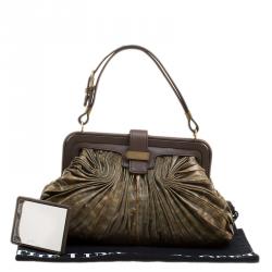 مملوكة مسبقًا Bottega Veneta Green/Brown Lizard Limited Edition 033/200 Frame Satchel