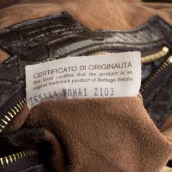 Pre Owned Bottega Veneta Dark Brown Python Frame Bag