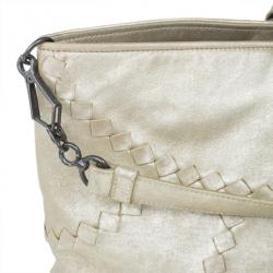 Pre Owned Bottega Veneta Mineral Distressed Metallic Large Leather Tote Bag