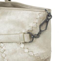 Pre Owned Bottega Veneta Mineral Distressed Metallic Large Leather Tote Bag