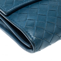 مملوكة مسبقًا Bottega Veneta Blue Intrecciato Nappa Leather Continental Wallet