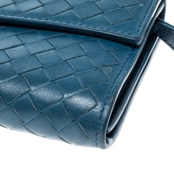 مملوكة مسبقًا Bottega Veneta Blue Intrecciato Nappa Leather Continental Wallet
