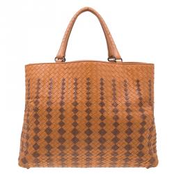 Pre Owned Bottega Veneta Orange Intrecciato Leather Limited Edition Shopper Tote