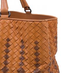 Pre Owned Bottega Veneta Orange Intrecciato Leather Limited Edition Shopper Tote