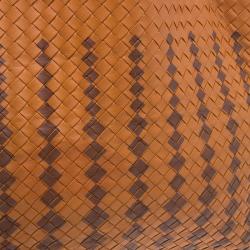 Pre Owned Bottega Veneta Orange Intrecciato Leather Limited Edition Shopper Tote
