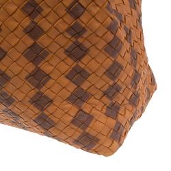 Pre Owned Bottega Veneta Orange Intrecciato Leather Limited Edition Shopper Tote