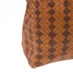 Pre Owned Bottega Veneta Orange Intrecciato Leather Limited Edition Shopper Tote