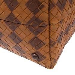 Pre Owned Bottega Veneta Orange Intrecciato Leather Limited Edition Shopper Tote