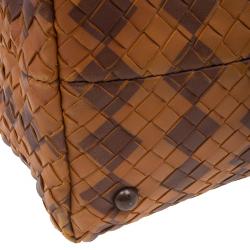 Pre Owned Bottega Veneta Orange Intrecciato Leather Limited Edition Shopper Tote