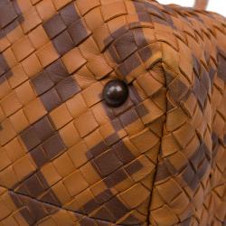 Pre Owned Bottega Veneta Orange Intrecciato Leather Limited Edition Shopper Tote