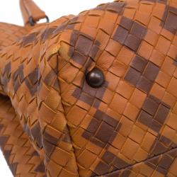 Pre Owned Bottega Veneta Orange Intrecciato Leather Limited Edition Shopper Tote