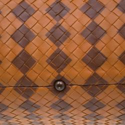 Pre Owned Bottega Veneta Orange Intrecciato Leather Limited Edition Shopper Tote