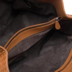 Pre Owned Bottega Veneta Orange Intrecciato Leather Limited Edition Shopper Tote