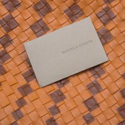 Pre Owned Bottega Veneta Orange Intrecciato Leather Limited Edition Shopper Tote