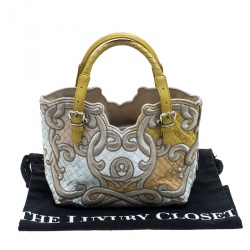 مملوكة مسبقًا Bottega Veneta Multicolor Intrecciato Embroidered Leather Limited Edition 141/300 Tote