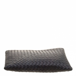 Bottega Veneta Black Intrecciato Leather Pouch