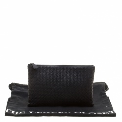 Bottega Veneta Black Intrecciato Leather Pouch