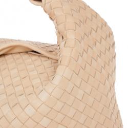 Pre Owned Bottega Veneta Cream Leather Intrecciato Hobo