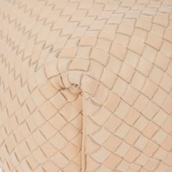 Pre Owned Bottega Veneta Cream Leather Intrecciato Hobo