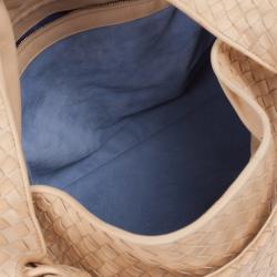 Pre Owned Bottega Veneta Cream Leather Intrecciato Hobo