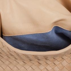 Pre Owned Bottega Veneta Cream Leather Intrecciato Hobo