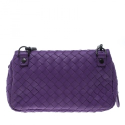 Bottega Veneta Purple Intrecciato Leather Messenger Bag