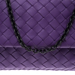 Bottega Veneta Purple Intrecciato Leather Messenger Bag