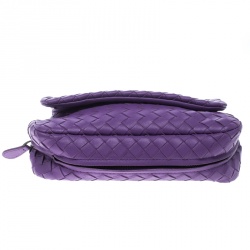 Bottega Veneta Purple Intrecciato Leather Messenger Bag