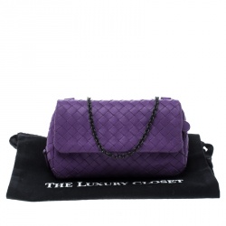 Bottega Veneta Purple Intrecciato Leather Messenger Bag
