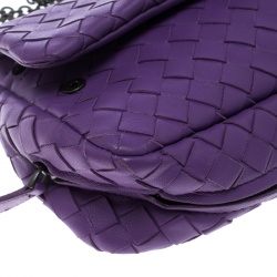 Bottega Veneta Purple Intrecciato Leather Messenger Bag