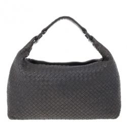 Pre Owned Bottega Veneta Grey Maxi Veneta Intrecciato Hobo