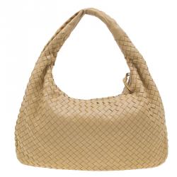 Pre Owned Bottega Veneta Beige Intrecciato Nappa Hobo
