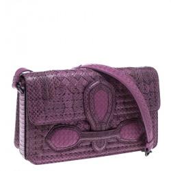 مملوكة مسبقًا حقيبة كتف بوتيغا فينيتا ريالتو جلد ثعبان بنفسجية