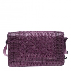 مملوكة مسبقًا حقيبة كتف بوتيغا فينيتا ريالتو جلد ثعبان بنفسجية