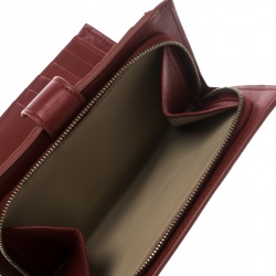Pre Owned Bottega Veneta Red Nappa Leather Tourmaline Intrecciato Continental Wallet