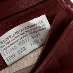 Pre Owned Bottega Veneta Red Nappa Leather Tourmaline Intrecciato Continental Wallet