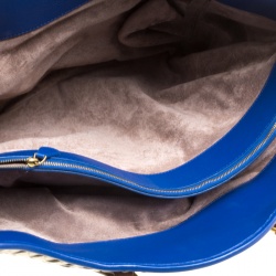 Pre Owned Bottega Veneta Blue/White Intrecciato Leather Bucket Bag