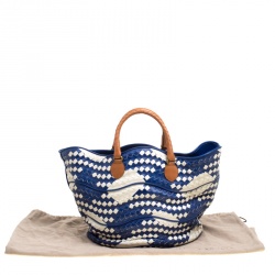 Pre Owned Bottega Veneta Blue/White Intrecciato Leather Bucket Bag