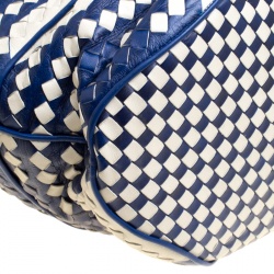 Pre Owned Bottega Veneta Blue/White Intrecciato Leather Bucket Bag