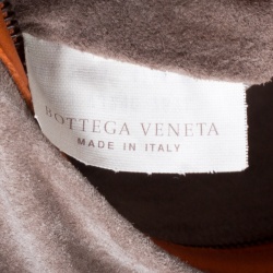 Pre Owned Bottega Veneta Orange/White Printed Intrecciato Leather Satchel
